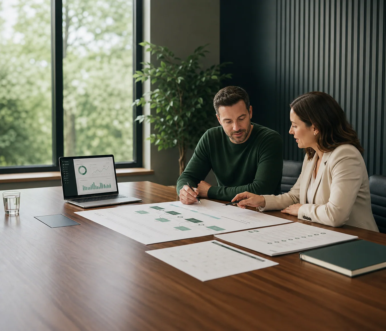 Accessibility specialists mapping a digital workflow using audit records and a dashboard