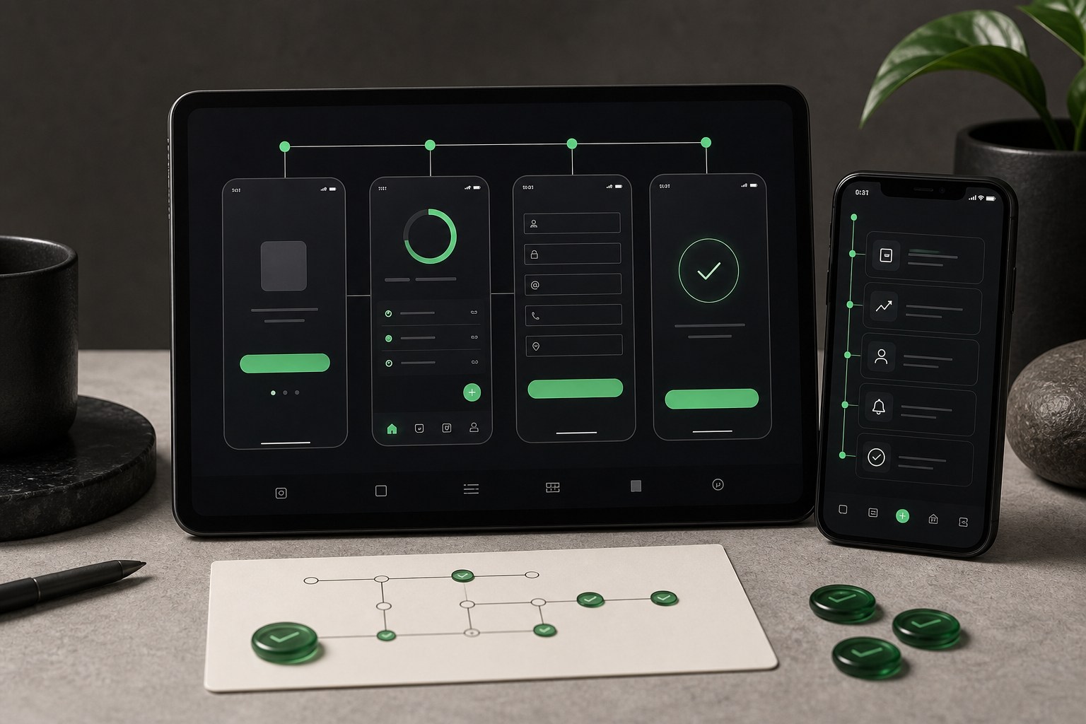 Mobile MVP screens, core product flow, and launch milestones