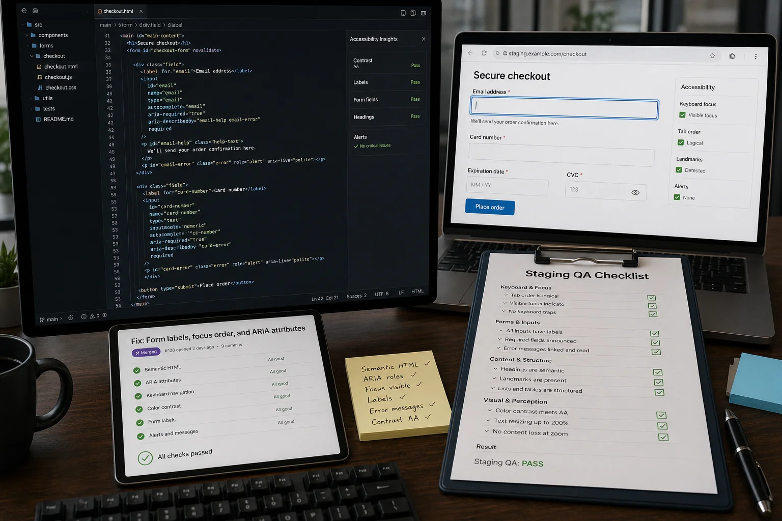 Code remediation workstation with staging QA checklist