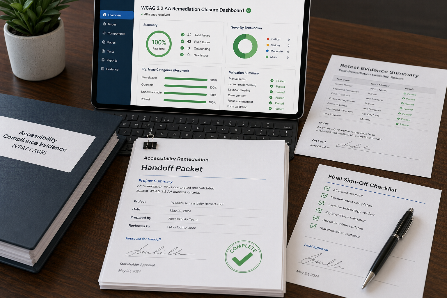 Final validation evidence package and stakeholder handoff checklist