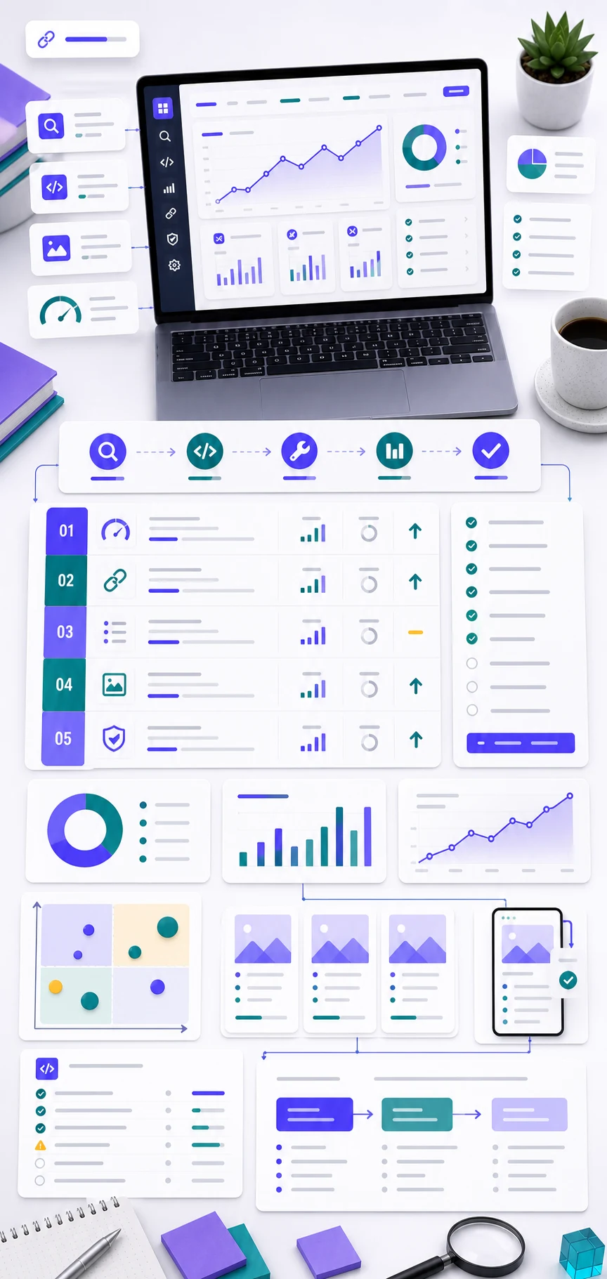 Prioritized SEO roadmap workspace with ranked tasks, page opportunities, and implementation signals