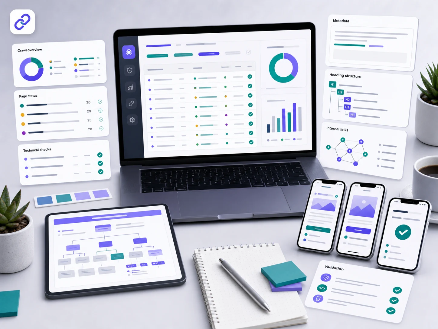 Technical SEO audit dashboard