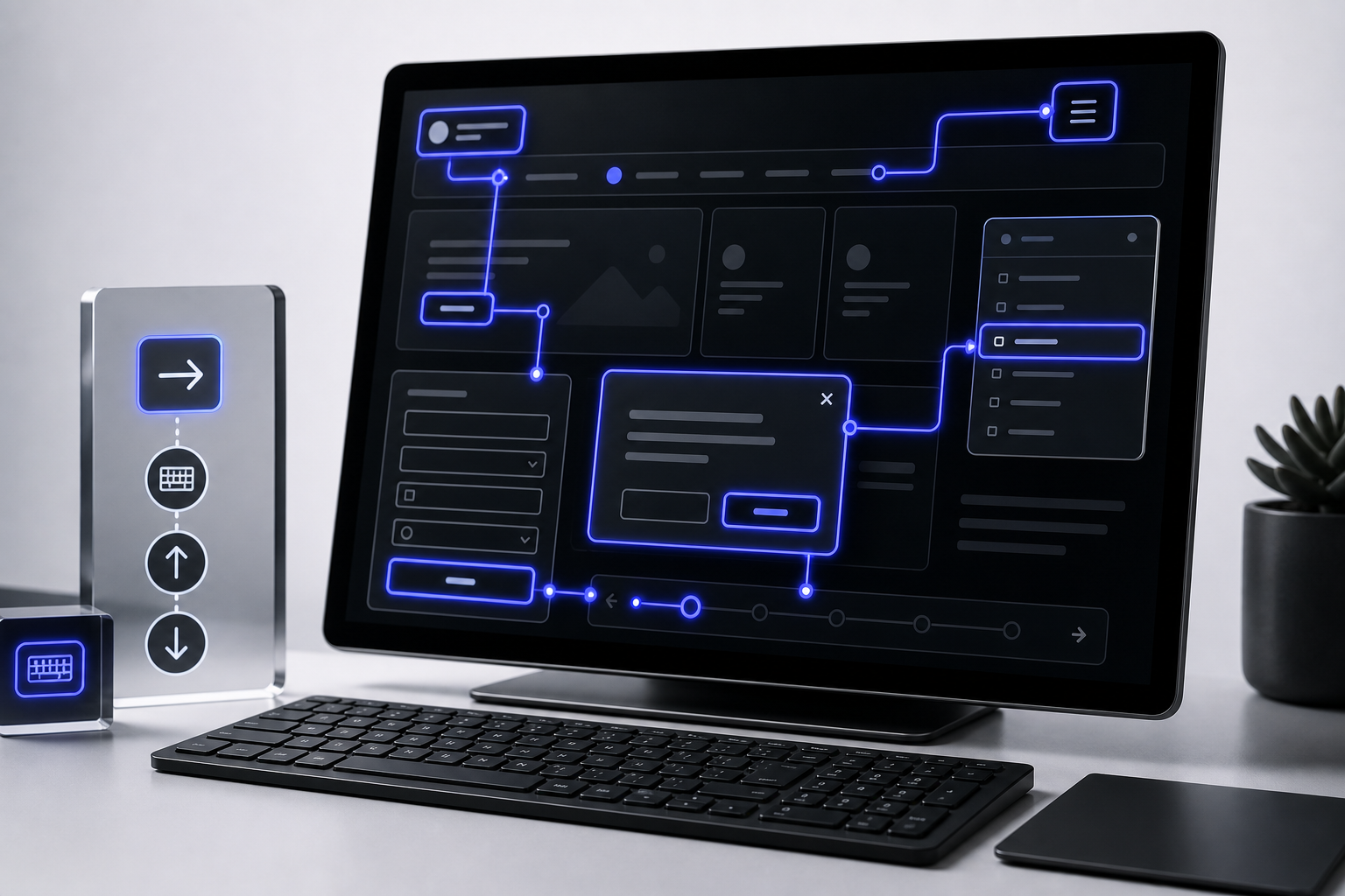 Keyboard focus path testing across interface states