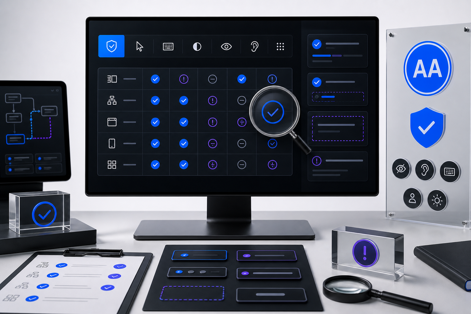WCAG 2.2 AA review matrix and component audit dashboard