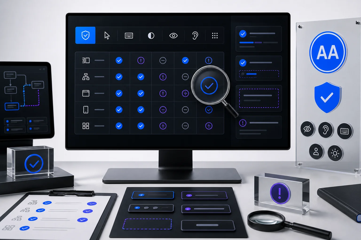 WCAG 2.2 AA review matrix and component audit dashboard