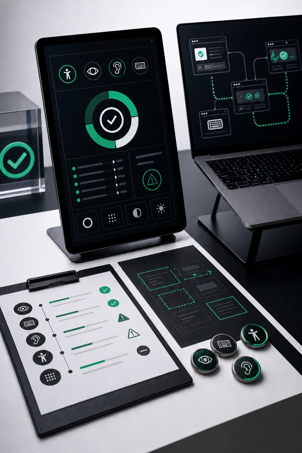 Premium accessibility audit workspace showing real-user risk dashboards
