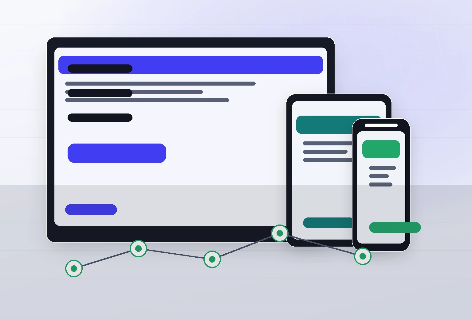 Responsive business website mockups and conversion path visuals